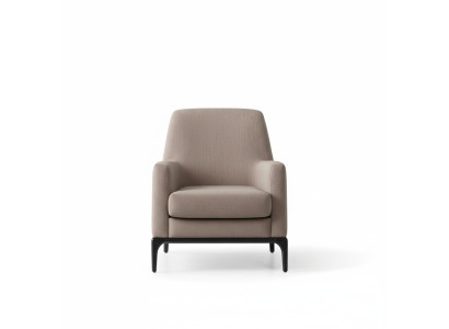Sillón de salón diseño sofá lujo tapizado moderno marrón madera textil.