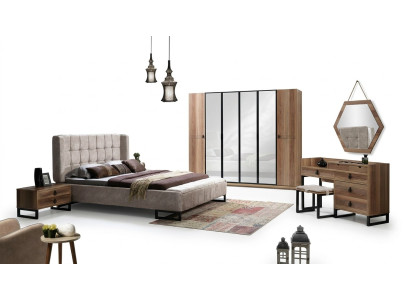 Elegante conjunto de muebles para dormitorio en un diseño italiano minimalista.
