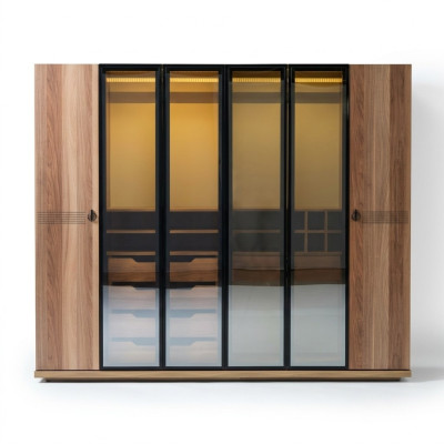 Armario transparente de lujo con diseño de muebles para el dormitorio.