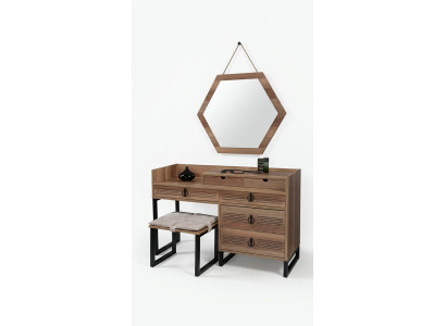 Dormitorio espejo cómoda de madera Diseño moderno Lujo marrón nuevo