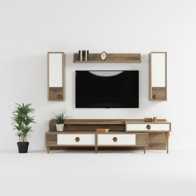 Mueble de salón pared para TV, bajo, madera, marrón, muebles modernos, nuevo.