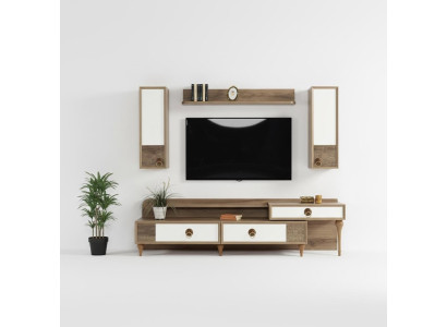 Mueble de salón pared para TV, bajo, madera, marrón, muebles modernos, nuevo.