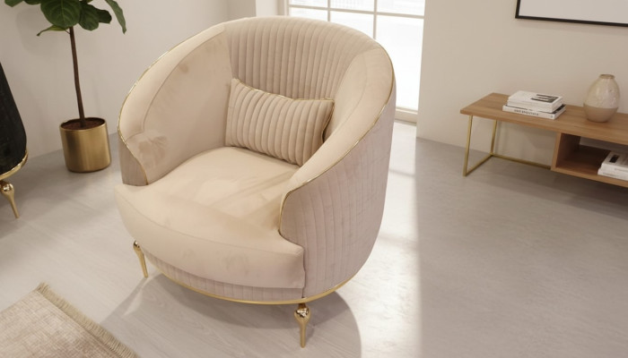 Sillón de sala de estar tapizado en textil 1 plaza asiento tapizado individual lujo.
