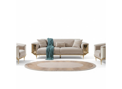 Sofá azul Sofá de la sala de estar Sofá de 3 plazas Sofá de diseñador Sofás tapizados Textil Nuevo