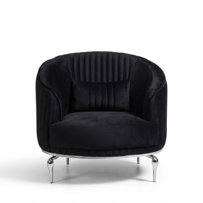 Sillón de diseño para sala de estar, sofá textil, tapicería de lujo, asiento nuevo, negro.