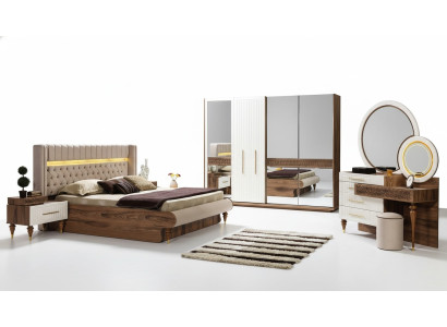 Dormitorio Cama 2x Mesitas de noche Juego completo de 5 piezas Muebles de diseño de lujo