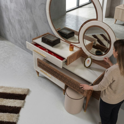 Dormitorio Set de cómoda con espejo Conjunto de muebles de madera Grupo Muebles Nuevos