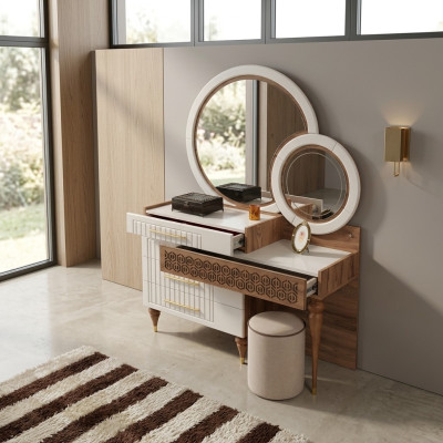 Dormitorio Set de cómoda con espejo Conjunto de muebles de madera Grupo Muebles Nuevos