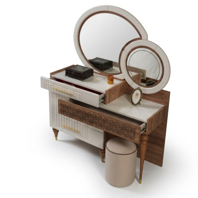 Dormitorio Set de cómoda con espejo Conjunto de muebles de madera Grupo Muebles Nuevos