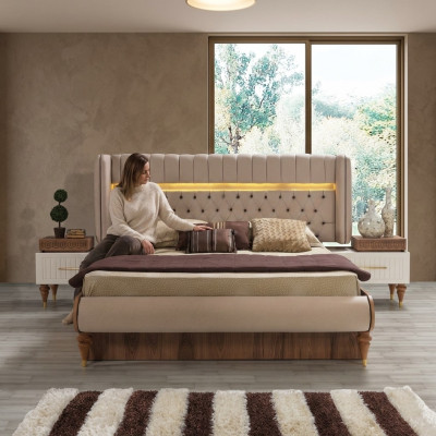 Cama Acolchada Diseño Lujo Doble Hotel Chesterfield Madera Muebles Nuevos