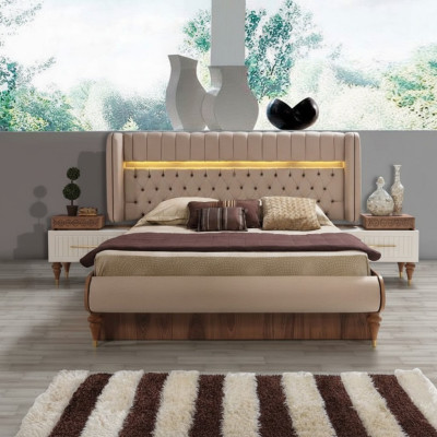 Cama Acolchada Diseño Lujo Doble Hotel Chesterfield Madera Muebles Nuevos