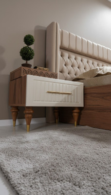 Dormitorio Mesitas de noche Material Madera Estilo Muebles Marrón Nuevo Lujo