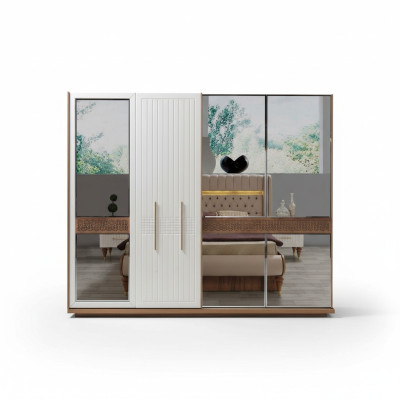 Dormitorio armario de lujo de madera con diseño de vidrio moderno nuevo.
