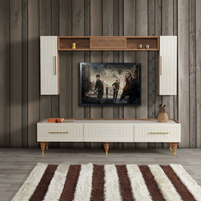 Mueble de salón Sala de estar Estilo moderno Muebles de lujo Módulo de pared Estante 3 piezas