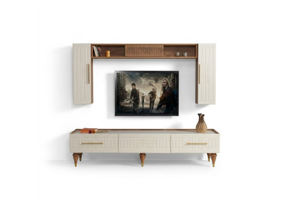 Mueble de salón Sala de estar Estilo moderno Muebles de lujo Módulo de pared Estante 3 piezas