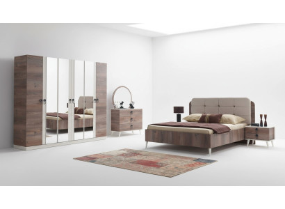 Schlafzimmer Komplett Set  Bett 2 x Nachttisch Kleiderschrank 5tlg
