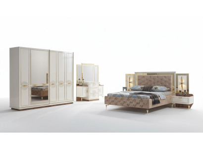 Elegante conjunto de dormitorio en un diseño de lujo con patrones magníficos.