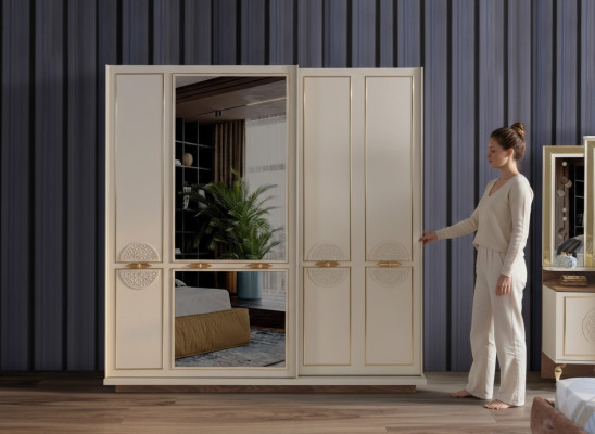 Dormitorio Armario de lujo de madera diseño moderno muebles blancos nuevos