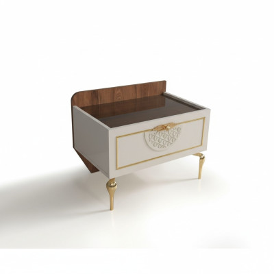 Mesita de noche de dormitorio, diseño moderno, muebles de madera de lujo blancos nuevos.