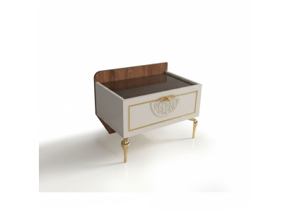 Mesita de noche de dormitorio, diseño moderno, muebles de madera de lujo blancos nuevos.