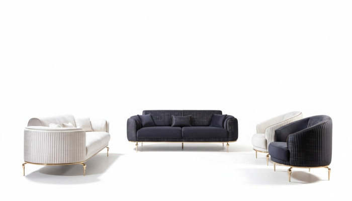 Juego de sofás 3311 Set Sofá Tapicería Muebles Textil Tela de lujo nuevo