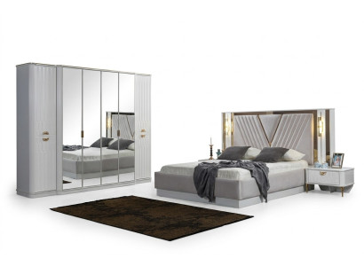 Juego de muebles de dormitorio moderno y elegante de diseño lujoso y estilo contemporáneo.