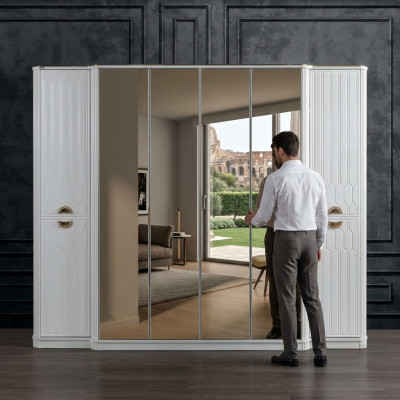 Dormitorio Muebles de madera Armario Armario estilo moderno Blanco Nuevo
