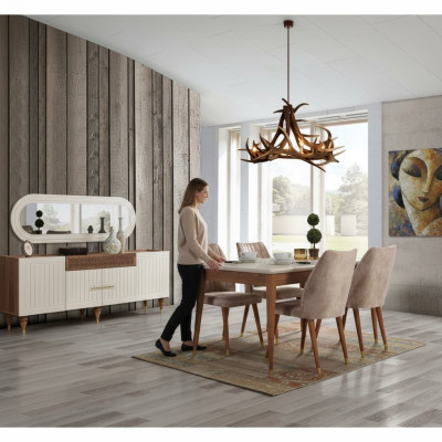 Conjunto de comedor Mesa 4x Silla Aparador Espejo Muebles 7 piezas nuevo Moderno