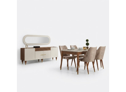 Conjunto de comedor Mesa 4x Silla Aparador Espejo Muebles 7 piezas nuevo Moderno