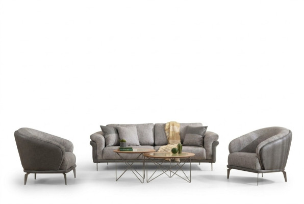 Sofá de 3 plazas gris con sillón conjunto de sala de estar muebles de diseño de lujo