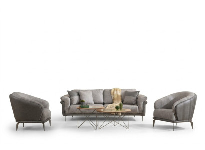 Sofá de 3 plazas gris con sillón conjunto de sala de estar muebles de diseño de lujo