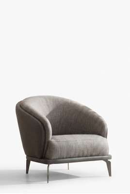 Sillón individual de lujo, 1 asiento, acolchado, diseño gris, tela del asiento nueva.