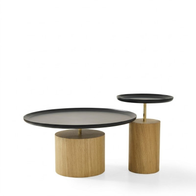 Mesa de centro de lujo de madera diseño mesa auxiliar negra mesas redondas nuevas.
