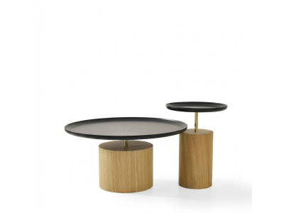 Mesa de centro de lujo de madera diseño mesa auxiliar negra mesas redondas nuevas.