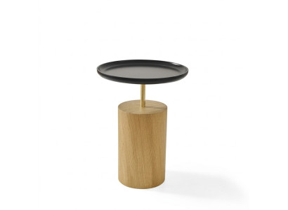 Mesa auxiliar de madera para muebles de diseñador negro, mesa redonda.