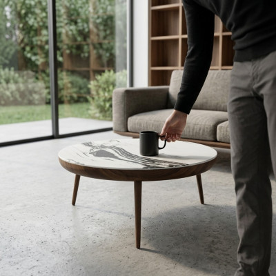 Mesa de centro de lujo de madera Muebles modernos Mesa de soporte Nueva