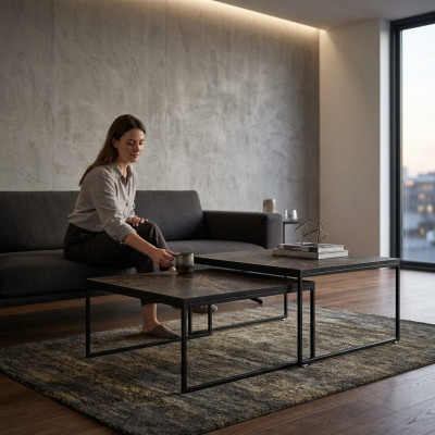 Mesa de centro de lujo Mesa auxiliar Muebles Madera Moderno Diseño de sala de estar