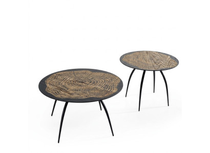 Mesa de centro de diseño de lujo negra mesitas redondas de sala de estar