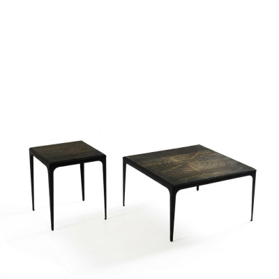 Mesa de centro de lujo cuadrada muebles de mesa de sala de estar en negro.