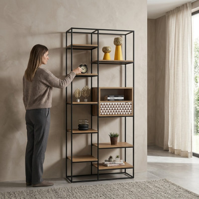 Estantería de diseño de estantería de madera, estante de pie, estante de archivos, estantería de oficina, nueva.