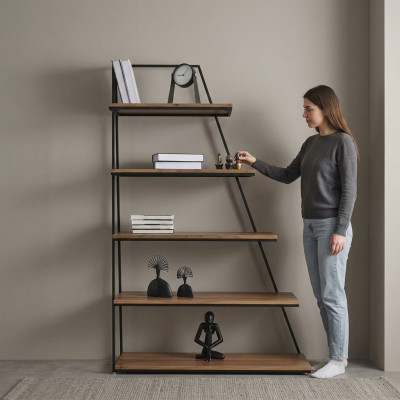 Diseño estantería salón armarios acero inoxidable estantes librería