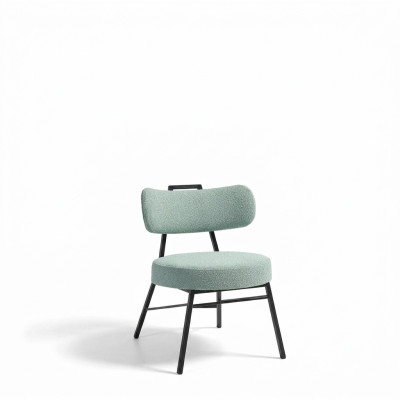 Silla elegante de comedor gris con asiento acolchado redondo