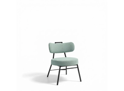 Silla elegante de comedor gris con asiento acolchado redondo
