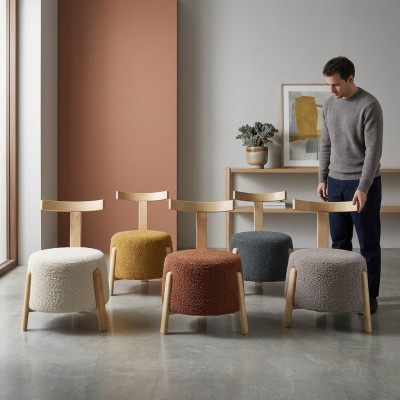 Diseño de silla Sillas Conjunto de lujo de tela de tapicería Grupo de 5 piezas Set Relax Club
