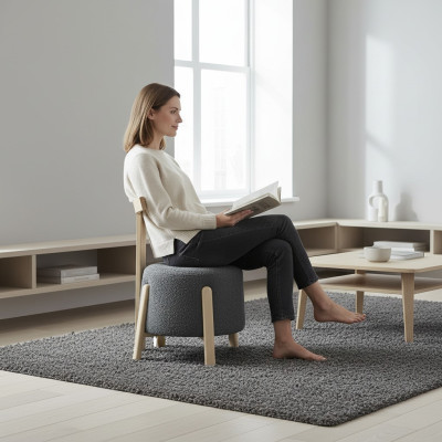 Silla Comedor Sillón Tapizado Salón Textil Asiento Butaca Gris Nuevo Redondo