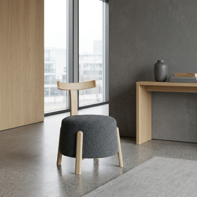 Silla Comedor Sillón Tapizado Salón Textil Asiento Butaca Gris Nuevo Redondo