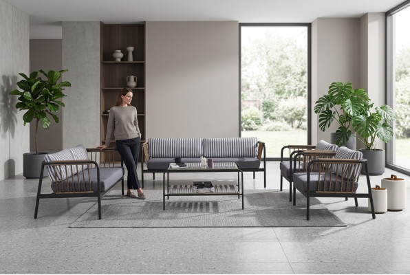 Sofá de 3 plazas 2 plazas Sofá de lujo Juego de muebles de diseño Neutro de 5 piezas Gris Nuevo
