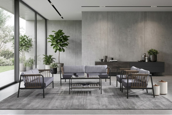 Sofá de 3 plazas 2 plazas Sofá de lujo Juego de muebles de diseño Neutro de 5 piezas Gris Nuevo