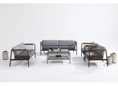 Sofá de 3 plazas 2 plazas Sofá de lujo Juego de muebles de diseño Neutro de 5 piezas Gris Nuevo