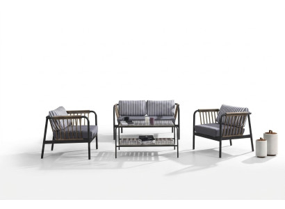 Sofá de diseño 2 plazas de tela 2 sillones Sofás tapizados Mesa de centro Textil Nuevo